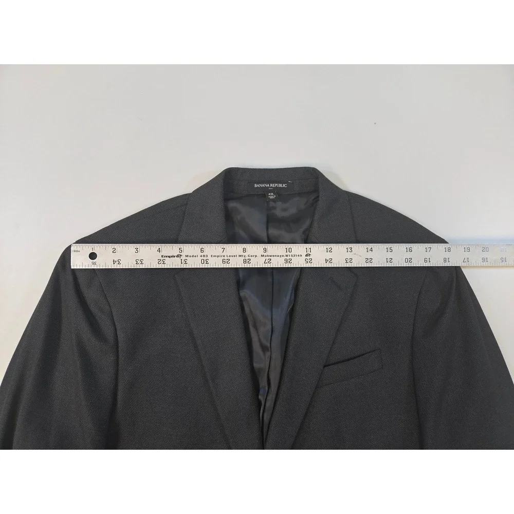 Banana Republic Mens 42L Slim Fit Charcoal Gray Nailhead Blazer Suit Jacket 42 L